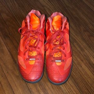 Neon orange hyper dunk Nike sneakers